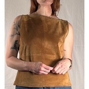EUC Vintage Brown Suede Sleeveless Top Women’s L